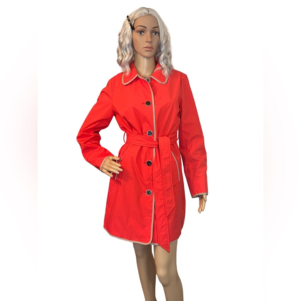 Dennis Basso EUC Size XS Striking Coral Lightweight Spring Jacket Coat (0479) - Picture 2 of 12